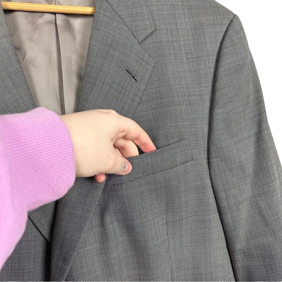 Hart Schaffner & Marx Berk’s Norwin Crosshatch Lined Sports Coat Blazer Gray 44R - Picture 4 of 13